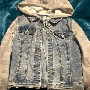 Wallflower Blue Denim Jacket with Beige Hoodie